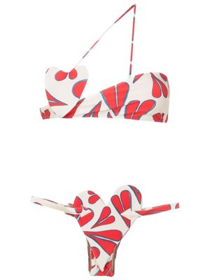Adriana Degreas heart-print asymmetric bikini - White