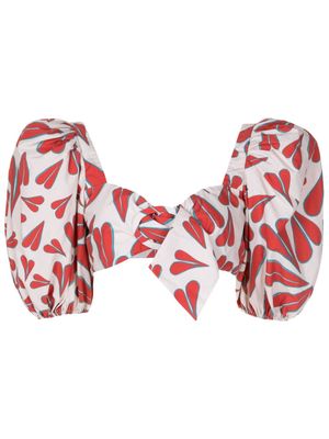Adriana Degreas heart-print cotton top - Neutrals
