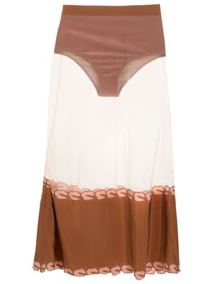 Adriana Degreas high-waist sheer skirt - Brown
