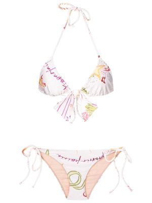 Adriana Degreas illustrative-print bikini set - Neutrals