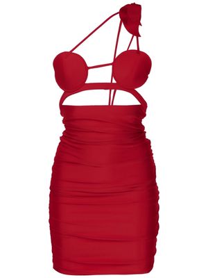 Adriana Degreas leaf-appliqué bodycon dress - Red