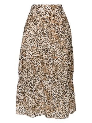 Adriana Degreas leopard-print high-waist skirt - Brown