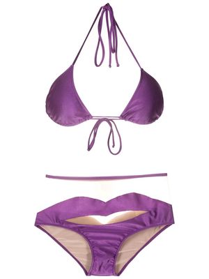 Adriana Degreas Lips high-waisted bikini set - Purple