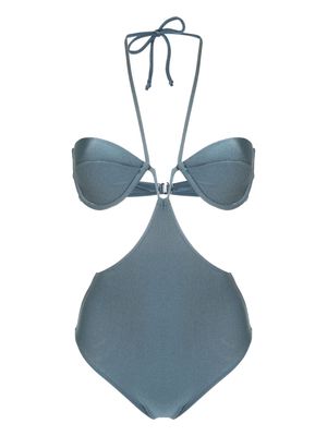 Adriana Degreas logo-charm cut-out swimsuit - Blue