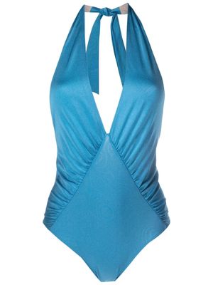 Adriana Degreas logo-charm stretch-design swimsuit - Blue