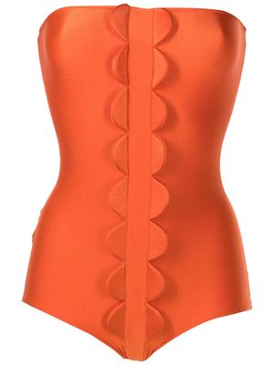 Adriana Degreas logo-charm stretch-design swimsuit - Orange