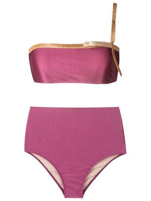 Adriana Degreas metallic-bow bandeau bikini - Purple