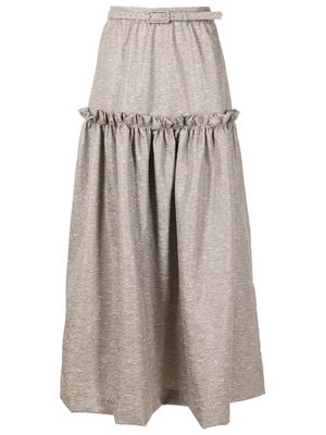 Adriana Degreas metallic-threaded ruffled maxi skirt - Grey