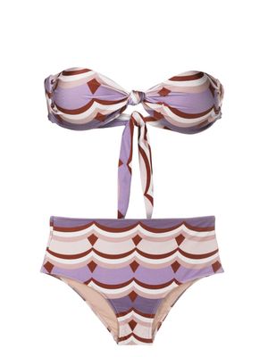 Adriana Degreas Ondas Vintage-print strapless bikini - Purple