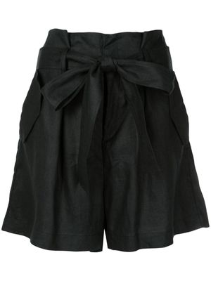 Adriana Degreas Orquidea paperbag-waist linen shorts - Black