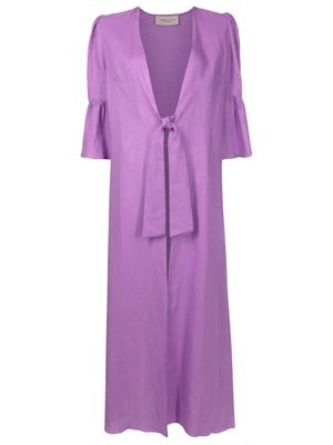 Adriana Degreas Orquidea Vintage linen maxi robe - Purple