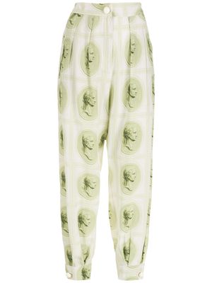 Adriana Degreas printed silk trousers - Green