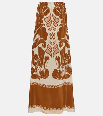 Adriana Degreas Printed strapless silk maxi dress