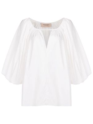 Adriana Degreas puff-sleeve cotton blouse - White