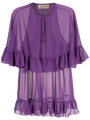 Adriana Degreas round neck tie-fastening blouse - Purple