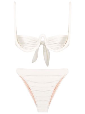Adriana Degreas ruched bikini set - White