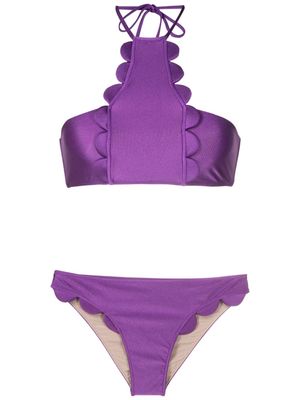 Adriana Degreas scallop-edge bikini set - Purple