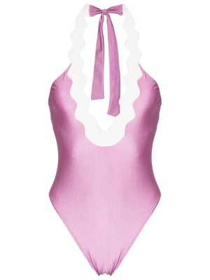 Adriana Degreas scallop-edge swimsuit - Purple