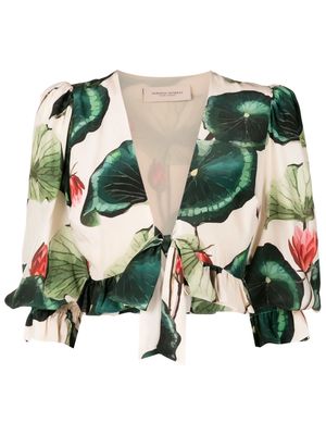 Adriana Degreas self-tie cropped blouse - Multicolour