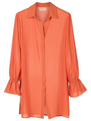 Adriana Degreas sequin button-up shirt - Orange