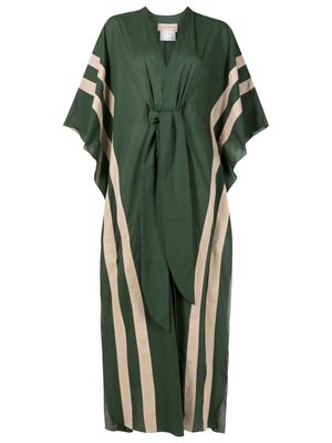 Adriana Degreas striped cotton beach cover-up - Green