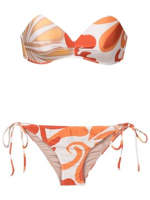Adriana Degreas swirl-print strapless bikini - Orange