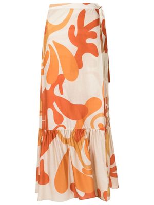 Adriana Degreas swirl-print wrap skirt - Orange