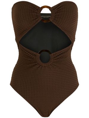 Adriana Degreas textured bandeau swimsuit - Brown
