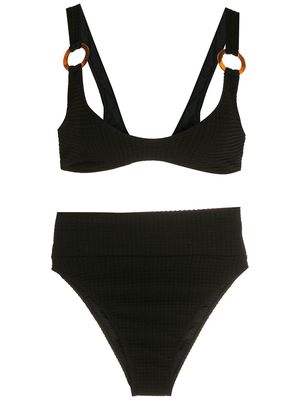 Adriana Degreas textured high leg bikini set - Black