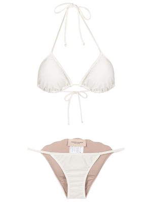 Adriana Degreas triangle-cup scalloped bikini set - White