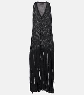 Adriana Degreas Tricot Knit fringed maxi dress