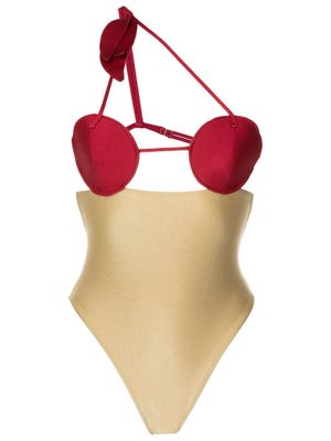 Adriana Degreas two-tone design swimsuit - Gold