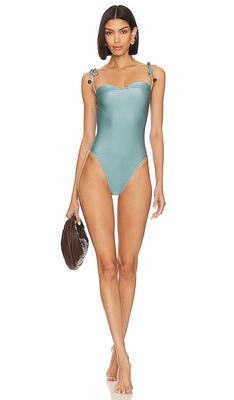ADRIANA DEGREAS Vintage Orchid One Piece in Baby Blue