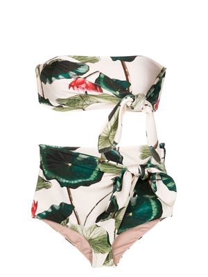 Adriana Degreas Vitoria Regia strapless high-waist bikini set - Multicolour