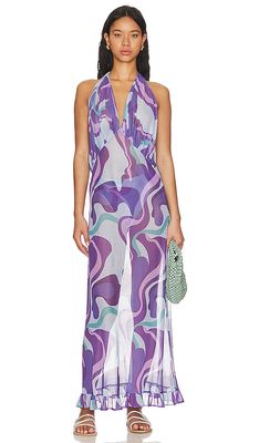 ADRIANA DEGREAS Wave Dress in Purple
