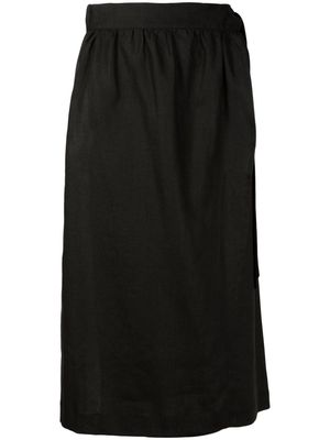 Adriana Degreas wrap-design linen skirt - Black
