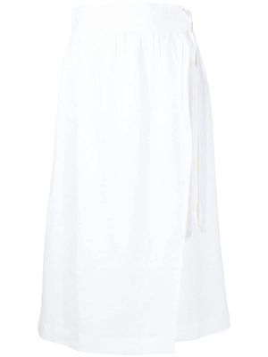 Adriana Degreas wrap-design linen skirt - White
