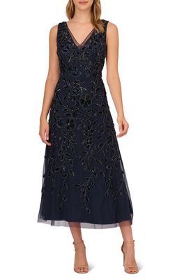 Adrianna Papell Beaded Sequin Cocktail Dress in Navy