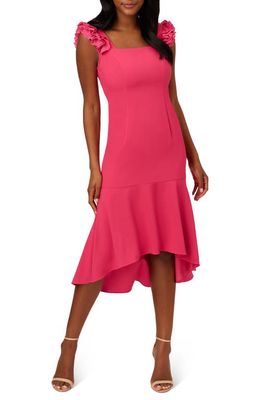 Adrianna Papell Crepe Back Satin High-Low Cocktail Dress in Pink Lotus