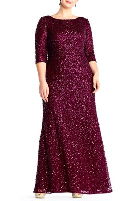 Adrianna Papell Embellished Scoop Back Gown in Cabernet