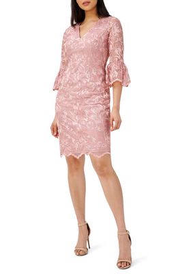 Adrianna Papell Floral Embroidered Sheath Dress in Rose