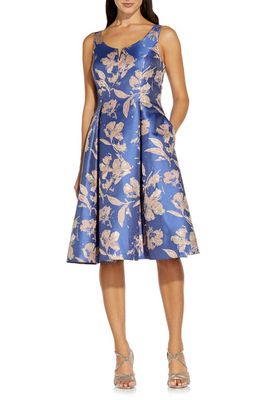 Adrianna Papell Floral Jacquard Dress in Blue/Pink