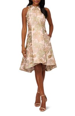 Adrianna Papell Floral Jacquard Fit & Flare Dress in Peach Multi