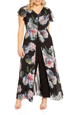 Adrianna Papell Floral Jumpsuit in Black Multi