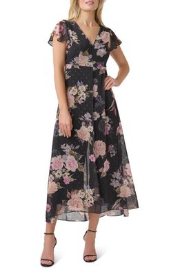 Adrianna Papell Floral Overlay Jumpsuit in Black Multi