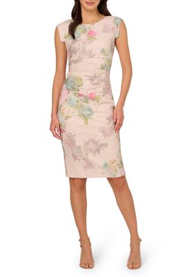 Adrianna Papell Matelassé Cocktail Dress in Marble Multi