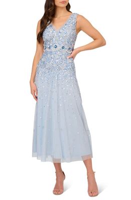 Adrianna Papell Sequin & Bead Detail Cocktail Dress in Elegant Sky
