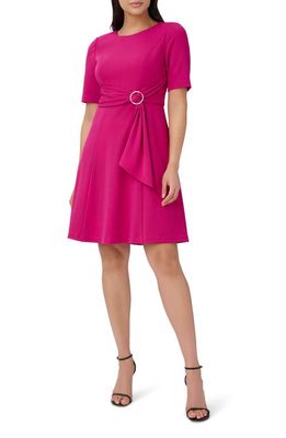Adrianna Papell Tie Front High/Low Dress in Bright Magenta