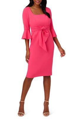 Adrianna Papell Tie Front Sheath Dress in Camellia