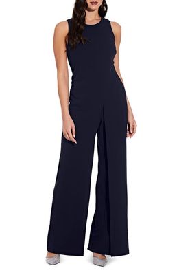 Adrianna Papell Wide Leg Crepe Jumpsuit in Midnight